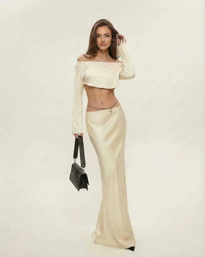 Champagne Satin Bodycon Round Neck Sleeveless Midi Dress | Prom & Celebrations, front view | Ramblion | SKU: AMD-582047391-champagne-L-8169,AMD-582047391-champagne-M-7692,AMD-582047391-champagne-S-1892,AMD-582047391-champagne-XL-4920,AMD-582047391-champagne-XS-9628