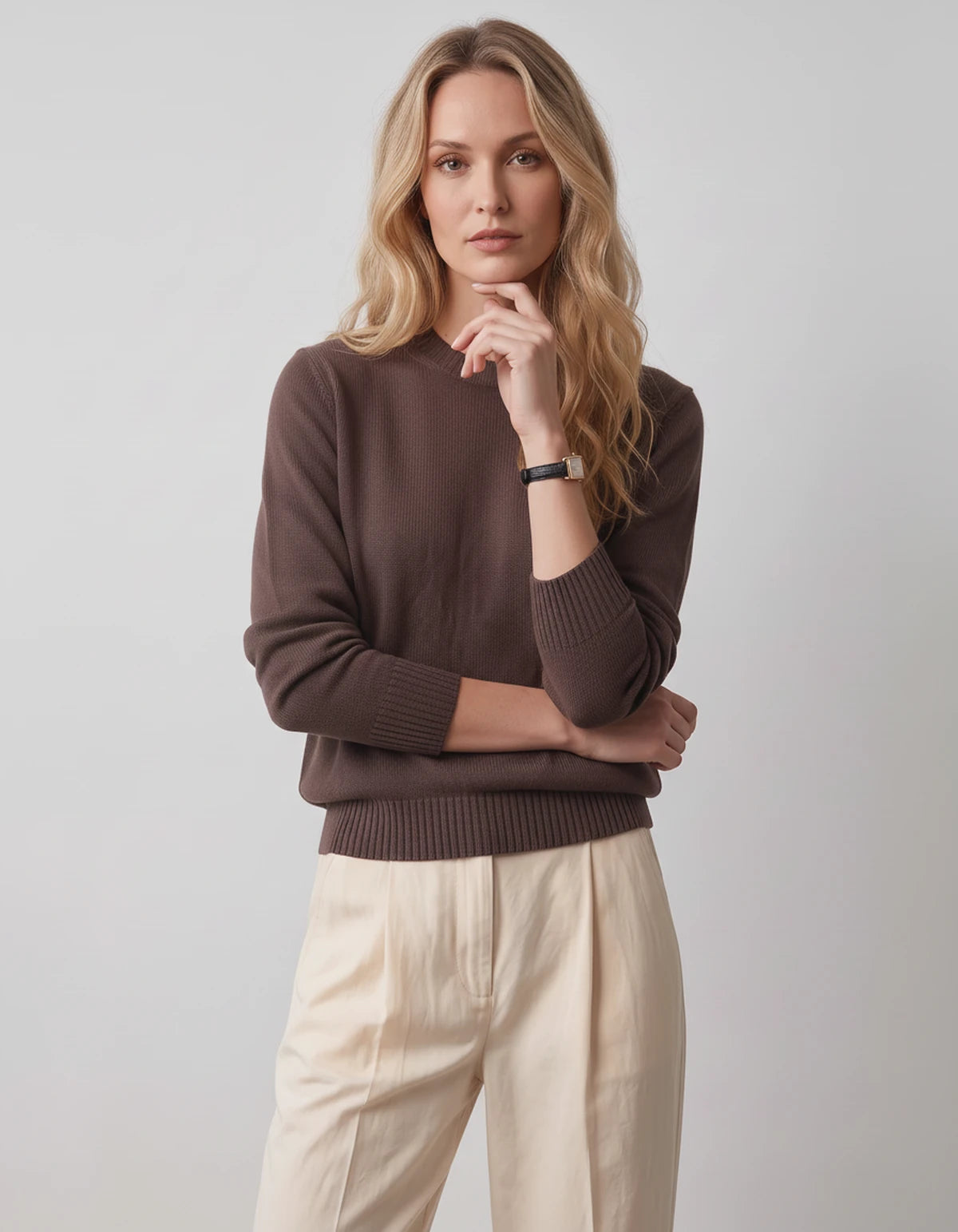 Calenne Sweaters — Coffee | SKU: RB-fe530b-coffee-XS,RB-fe530b-coffee-S,RB-fe530b-coffee-M,RB-fe530b-coffee-L,RB-fe530b-coffee-XL,RB-fe530b-coffee-2XL