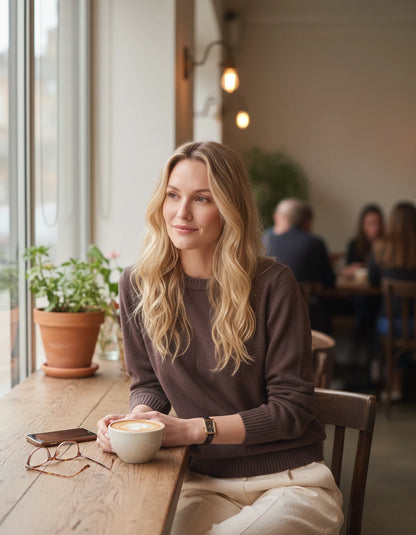 Calenne Sweaters — Coffee | SKU: RB-fe530b-coffee-XS,RB-fe530b-coffee-S,RB-fe530b-coffee-M,RB-fe530b-coffee-L,RB-fe530b-coffee-XL,RB-fe530b-coffee-2XL
