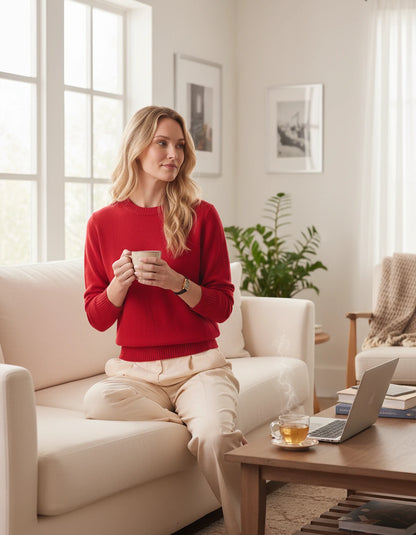 Calenne Sweaters — Red | SKU: RB-fe530b-red-XS,RB-fe530b-red-S,RB-fe530b-red-M,RB-fe530b-red-L,RB-fe530b-red-XL,RB-fe530b-red-2XL