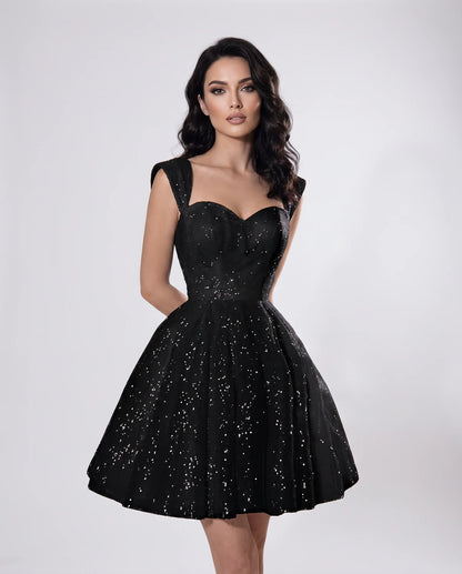 Camellia Mini Dresses — Black