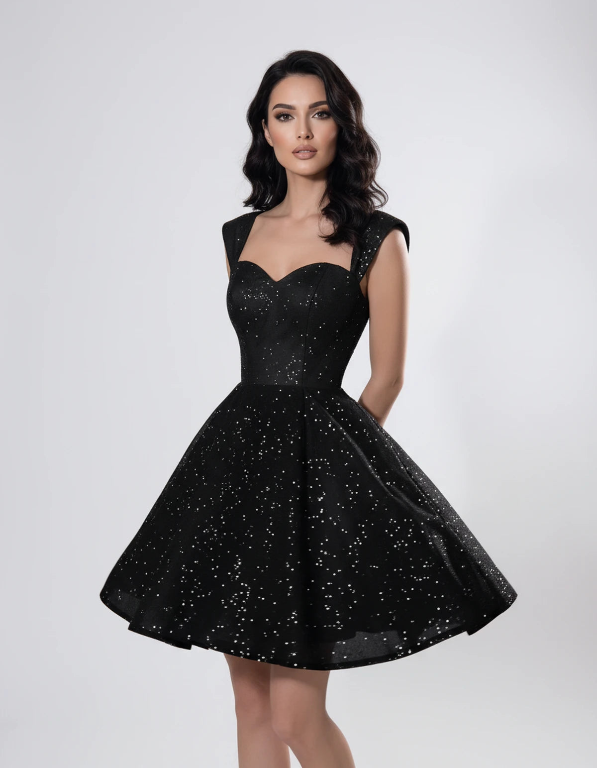 Camellia Mini Dresses — Black | SKU: RB-7b5df1-black-2,RB-7b5df1-black-4,RB-7b5df1-black-6,RB-7b5df1-black-8,RB-7b5df1-black-10,RB-7b5df1-black-12,RB-7b5df1-black-14,RB-7b5df1-black-16,RB-7b5df1-black-16W,RB-7b5df1-black-18W,RB-7b5df1-black-20W,RB-7b5df1-black-22W