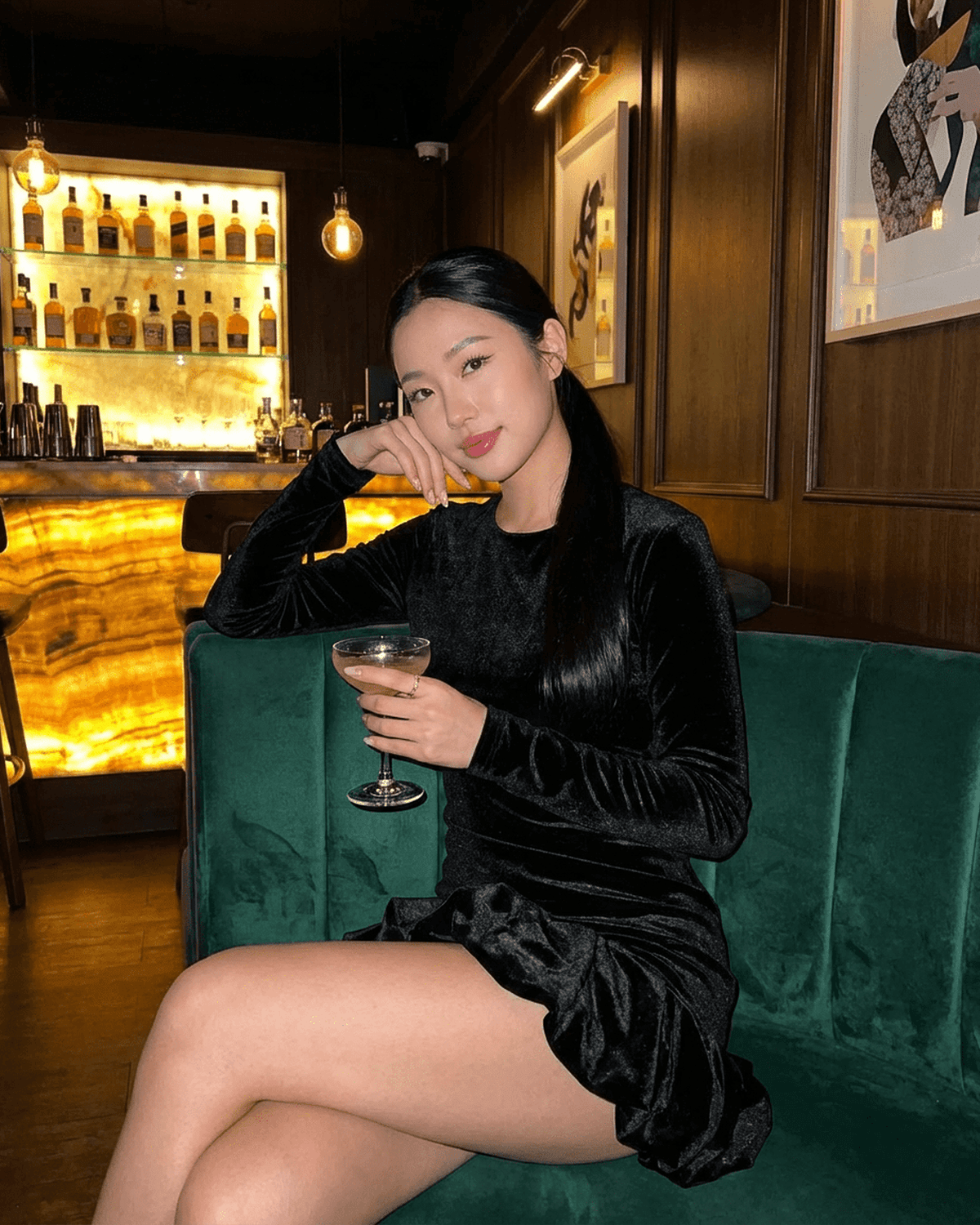 Canu Mini Dress by RAMBLION, black velvet mini dress with crew neck, perfect for stylish evenings out.