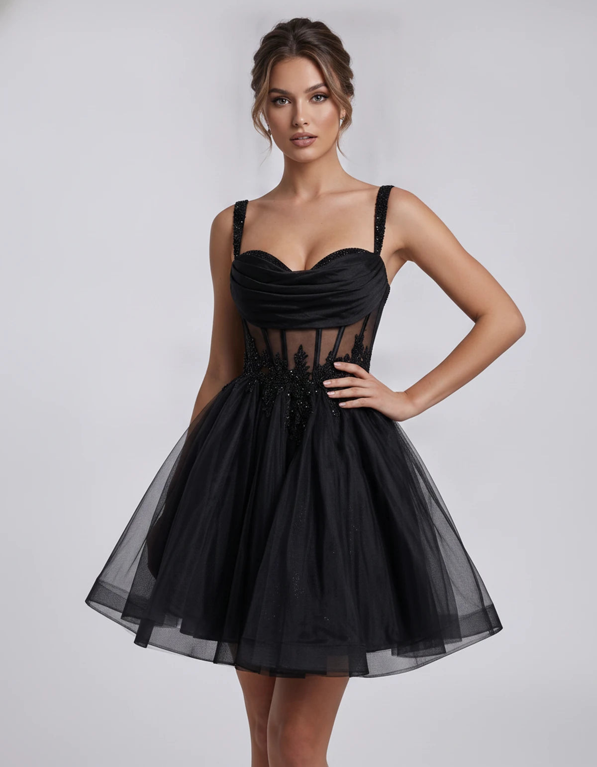 Caravelle Mini Dresses — Black | SKU: RB-e7e7aa-black-2,RB-e7e7aa-black-4,RB-e7e7aa-black-6,RB-e7e7aa-black-8,RB-e7e7aa-black-10,RB-e7e7aa-black-12,RB-e7e7aa-black-14,RB-e7e7aa-black-14W,RB-e7e7aa-black-16,RB-e7e7aa-black-16W,RB-e7e7aa-black-18W,RB-e7e7aa-black-20W