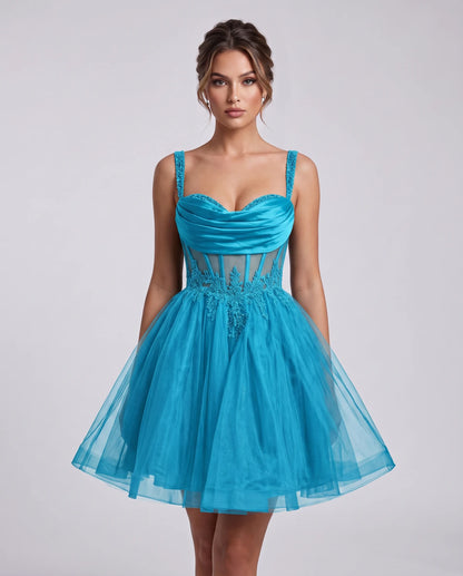 Caravelle Mini Dresses — Lake Blue