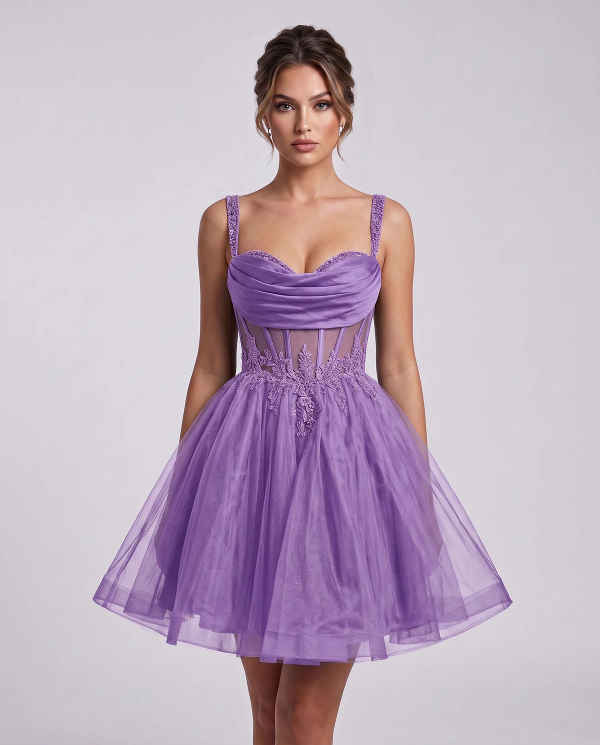 Caravelle Mini Dresses — Light Purple