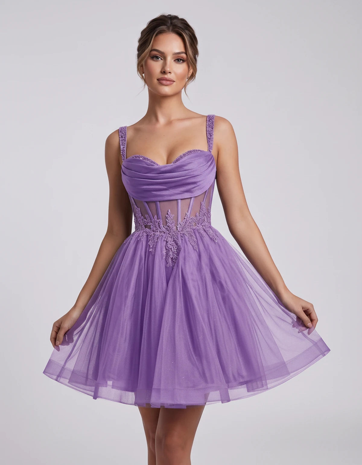 Caravelle Mini Dresses — Light Purple | SKU: RB-e7e7aa-lightp4e-2,RB-e7e7aa-lightp4e-4,RB-e7e7aa-lightp4e-6,RB-e7e7aa-lightp4e-8,RB-e7e7aa-lightp4e-10,RB-e7e7aa-lightp4e-12,RB-e7e7aa-lightp4e-14,RB-e7e7aa-lightp4e-14W,RB-e7e7aa-lightp4e-16,RB-e7e7aa-lightp4e-16W,RB-e7e7aa-lightp4e-18W,RB-e7e7aa-lightp4e-20W