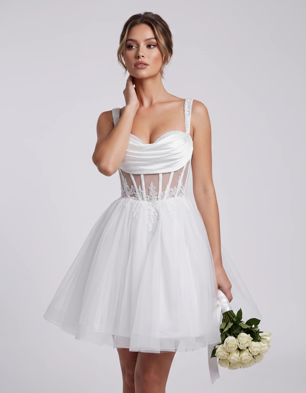 Caravelle Mini Dresses — White | SKU: RB-e7e7aa-white-2,RB-e7e7aa-white-4,RB-e7e7aa-white-6,RB-e7e7aa-white-8,RB-e7e7aa-white-10,RB-e7e7aa-white-12,RB-e7e7aa-white-14,RB-e7e7aa-white-14W,RB-e7e7aa-white-16,RB-e7e7aa-white-16W,RB-e7e7aa-white-18W,RB-e7e7aa-white-20W