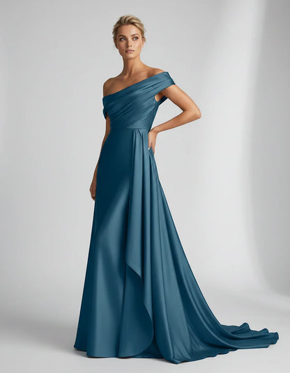 Teal,beige,green,pink,dusty Rose,dusty Blue,coral,blue,gold,lilac,black,plum,burgundy,red,fuchsia,brown Satin Mermaid V-Neck | SKU: VM-584920173641258-TEAL-L,VM-584920173641258-TEAL-M,VM-584920173641258-TEAL-S,VM-584920173641258-TEAL-XL,VM-584920173641258-TEAL-XS