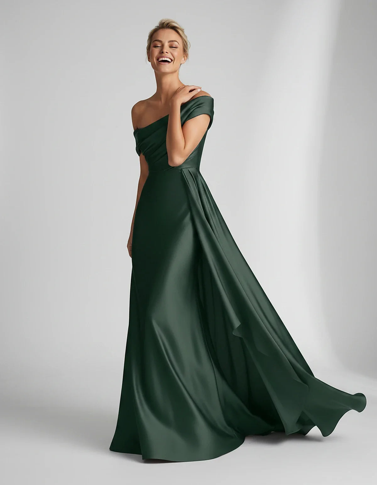 Teal,beige,green,pink,dusty Rose,dusty Blue,coral,blue,gold,lilac,black,plum,burgundy,red,fuchsia,brown Satin Mermaid V-Neck | SKU: VM-584920173641258-GREEN-L,VM-584920173641258-GREEN-M,VM-584920173641258-GREEN-S,VM-584920173641258-GREEN-XL,VM-584920173641258-GREEN-XS