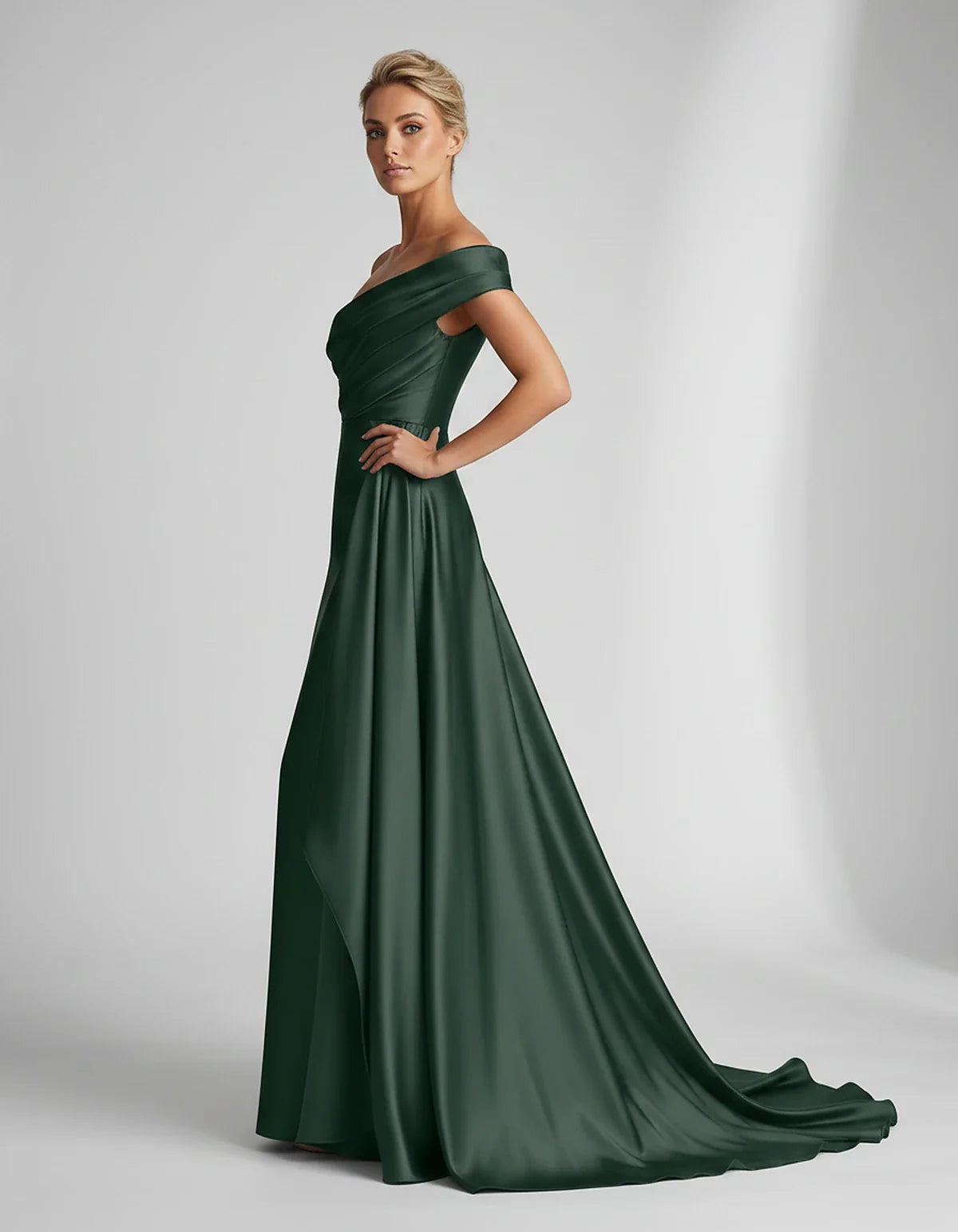 Teal,beige,green,pink,dusty Rose,dusty Blue,coral,blue,gold,lilac,black,plum,burgundy,red,fuchsia,brown Satin Mermaid V-Neck | SKU: VM-584920173641258-GREEN-L,VM-584920173641258-GREEN-M,VM-584920173641258-GREEN-S,VM-584920173641258-GREEN-XL,VM-584920173641258-GREEN-XS