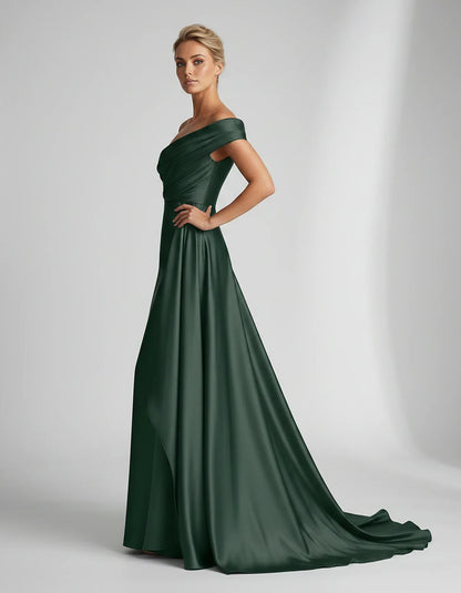 Teal,beige,green,pink,dusty Rose,dusty Blue,coral,blue,gold,lilac,black,plum,burgundy,red,fuchsia,brown Satin Mermaid V-Neck | SKU: VM-584920173641258-GREEN-L,VM-584920173641258-GREEN-M,VM-584920173641258-GREEN-S,VM-584920173641258-GREEN-XL,VM-584920173641258-GREEN-XS