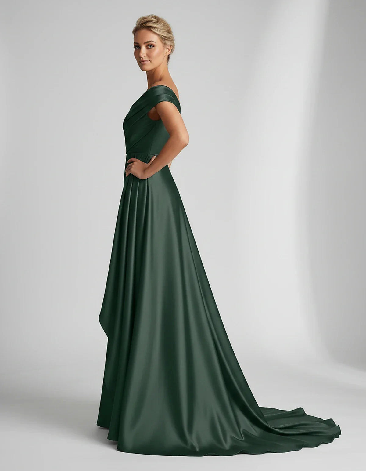Teal,beige,green,pink,dusty Rose,dusty Blue,coral,blue,gold,lilac,black,plum,burgundy,red,fuchsia,brown Satin Mermaid V-Neck | SKU: VM-584920173641258-GREEN-L,VM-584920173641258-GREEN-M,VM-584920173641258-GREEN-S,VM-584920173641258-GREEN-XL,VM-584920173641258-GREEN-XS