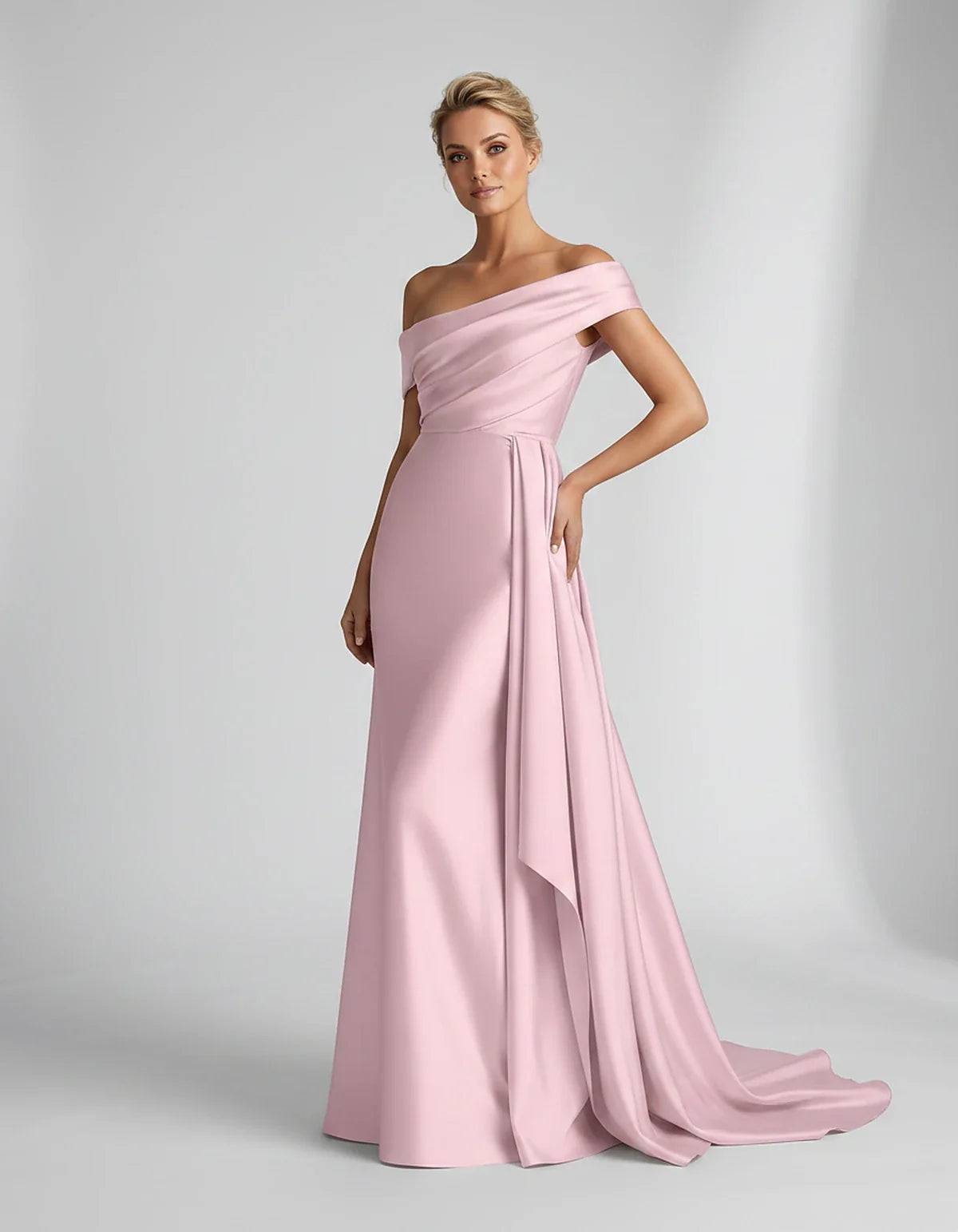 Teal,beige,green,pink,dusty Rose,dusty Blue,coral,blue,gold,lilac,black,plum,burgundy,red,fuchsia,brown Satin Mermaid V-Neck | SKU: VM-584920173641258-PINK-L,VM-584920173641258-PINK-M,VM-584920173641258-PINK-S,VM-584920173641258-PINK-XL,VM-584920173641258-PINK-XS