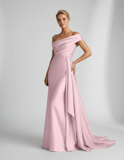 Teal,beige,green,pink,dusty Rose,dusty Blue,coral,blue,gold,lilac,black,plum,burgundy,red,fuchsia,brown Satin Mermaid V-Neck | SKU: VM-584920173641258-PINK-L,VM-584920173641258-PINK-M,VM-584920173641258-PINK-S,VM-584920173641258-PINK-XL,VM-584920173641258-PINK-XS