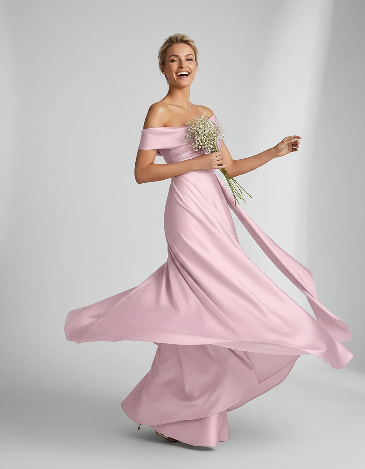 Teal,beige,green,pink,dusty Rose,dusty Blue,coral,blue,gold,lilac,black,plum,burgundy,red,fuchsia,brown Satin Mermaid V-Neck | SKU: VM-584920173641258-PINK-L,VM-584920173641258-PINK-M,VM-584920173641258-PINK-S,VM-584920173641258-PINK-XL,VM-584920173641258-PINK-XS