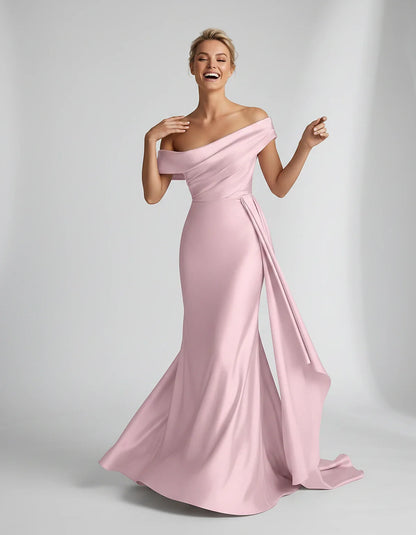 Teal,beige,green,pink,dusty Rose,dusty Blue,coral,blue,gold,lilac,black,plum,burgundy,red,fuchsia,brown Satin Mermaid V-Neck | SKU: VM-584920173641258-PINK-L,VM-584920173641258-PINK-M,VM-584920173641258-PINK-S,VM-584920173641258-PINK-XL,VM-584920173641258-PINK-XS