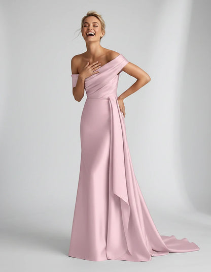 Teal,beige,green,pink,dusty Rose,dusty Blue,coral,blue,gold,lilac,black,plum,burgundy,red,fuchsia,brown Satin Mermaid V-Neck | SKU: VM-584920173641258-PINK-L,VM-584920173641258-PINK-M,VM-584920173641258-PINK-S,VM-584920173641258-PINK-XL,VM-584920173641258-PINK-XS