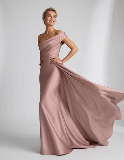 Teal,beige,green,pink,dusty Rose,dusty Blue,coral,blue,gold,lilac,black,plum,burgundy,red,fuchsia,brown Satin Mermaid V-Neck | SKU: VM-584920173641258-DUSTYROSE-L,VM-584920173641258-DUSTYROSE-M,VM-584920173641258-DUSTYROSE-S,VM-584920173641258-DUSTYROSE-XL,VM-584920173641258-DUSTYROSE-XS