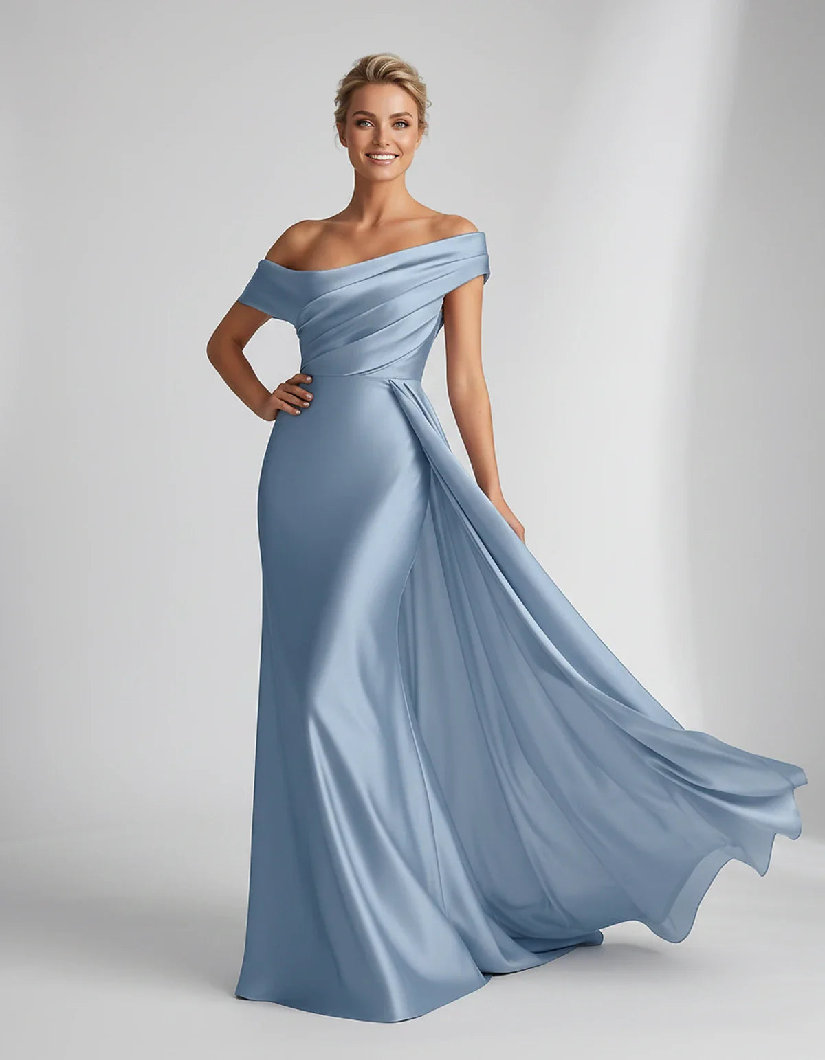 Teal,beige,green,pink,dusty Rose,dusty Blue,coral,blue,gold,lilac,black,plum,burgundy,red,fuchsia,brown Satin Mermaid V-Neck | SKU: VM-584920173641258-DUSTYBLUE-L,VM-584920173641258-DUSTYBLUE-M,VM-584920173641258-DUSTYBLUE-S,VM-584920173641258-DUSTYBLUE-XL,VM-584920173641258-DUSTYBLUE-XS