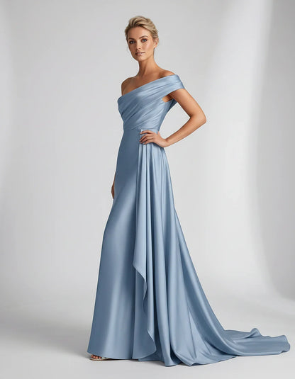 Teal,beige,green,pink,dusty Rose,dusty Blue,coral,blue,gold,lilac,black,plum,burgundy,red,fuchsia,brown Satin Mermaid V-Neck | SKU: VM-584920173641258-DUSTYBLUE-L,VM-584920173641258-DUSTYBLUE-M,VM-584920173641258-DUSTYBLUE-S,VM-584920173641258-DUSTYBLUE-XL,VM-584920173641258-DUSTYBLUE-XS