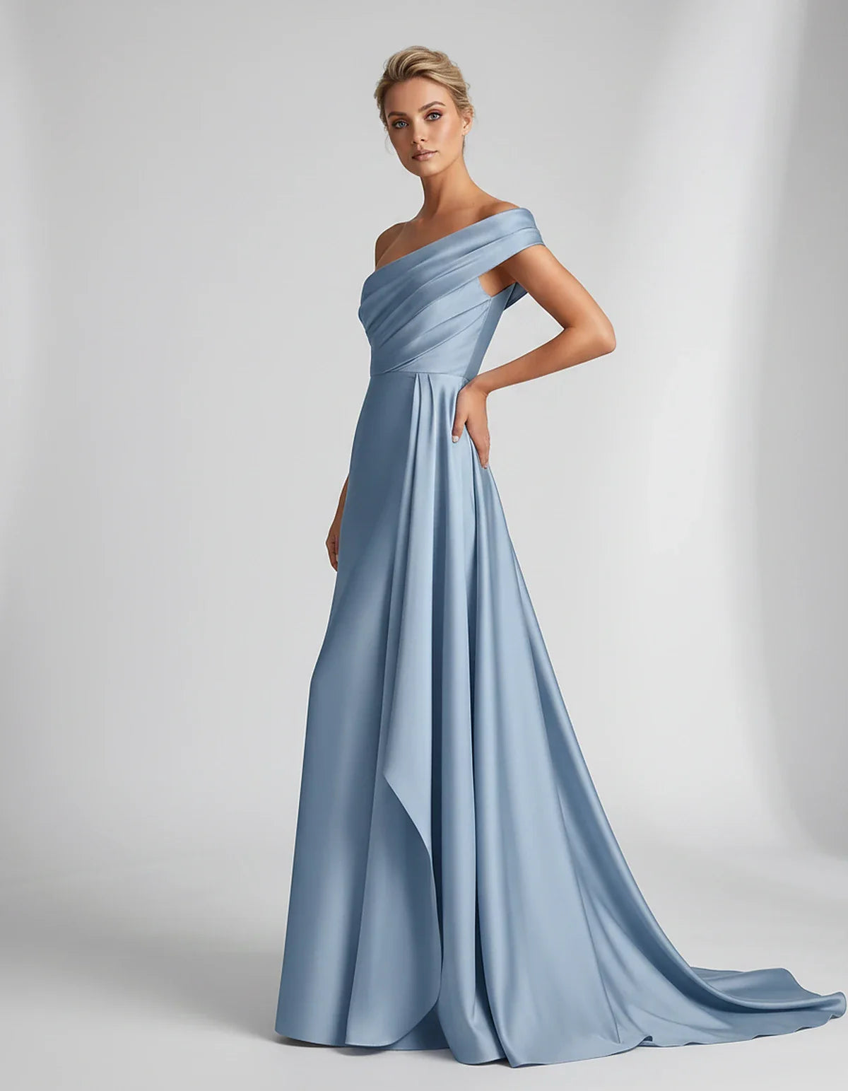 Teal,beige,green,pink,dusty Rose,dusty Blue,coral,blue,gold,lilac,black,plum,burgundy,red,fuchsia,brown Satin Mermaid V-Neck | SKU: VM-584920173641258-DUSTYBLUE-L,VM-584920173641258-DUSTYBLUE-M,VM-584920173641258-DUSTYBLUE-S,VM-584920173641258-DUSTYBLUE-XL,VM-584920173641258-DUSTYBLUE-XS