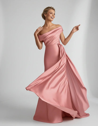 Teal,beige,green,pink,dusty Rose,dusty Blue,coral,blue,gold,lilac,black,plum,burgundy,red,fuchsia,brown Satin Mermaid V-Neck | SKU: VM-584920173641258-CORAL-L,VM-584920173641258-CORAL-M,VM-584920173641258-CORAL-S,VM-584920173641258-CORAL-XL,VM-584920173641258-CORAL-XS