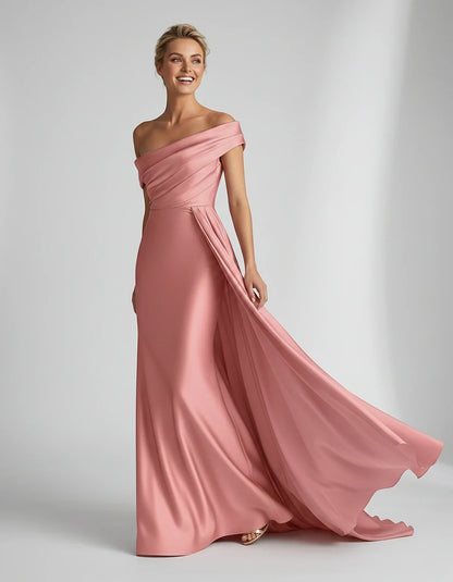 Teal,beige,green,pink,dusty Rose,dusty Blue,coral,blue,gold,lilac,black,plum,burgundy,red,fuchsia,brown Satin Mermaid V-Neck | SKU: VM-584920173641258-CORAL-L,VM-584920173641258-CORAL-M,VM-584920173641258-CORAL-S,VM-584920173641258-CORAL-XL,VM-584920173641258-CORAL-XS