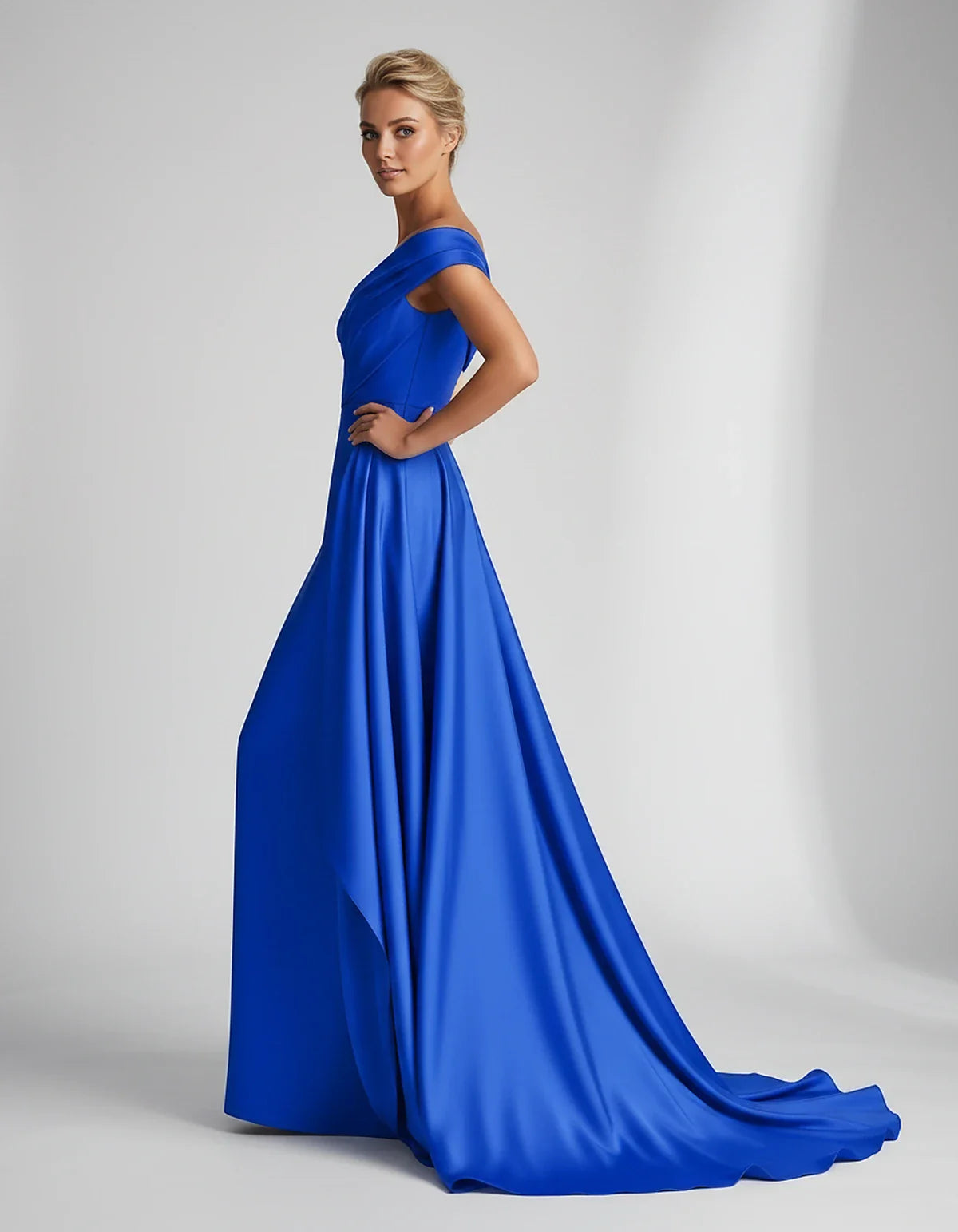 Teal,beige,green,pink,dusty Rose,dusty Blue,coral,blue,gold,lilac,black,plum,burgundy,red,fuchsia,brown Satin Mermaid V-Neck | SKU: VM-584920173641258-BLUE-L,VM-584920173641258-BLUE-M,VM-584920173641258-BLUE-S,VM-584920173641258-BLUE-XL,VM-584920173641258-BLUE-XS