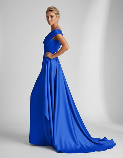 Teal,beige,green,pink,dusty Rose,dusty Blue,coral,blue,gold,lilac,black,plum,burgundy,red,fuchsia,brown Satin Mermaid V-Neck | SKU: VM-584920173641258-BLUE-L,VM-584920173641258-BLUE-M,VM-584920173641258-BLUE-S,VM-584920173641258-BLUE-XL,VM-584920173641258-BLUE-XS