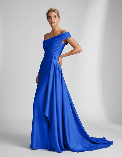 Teal,beige,green,pink,dusty Rose,dusty Blue,coral,blue,gold,lilac,black,plum,burgundy,red,fuchsia,brown Satin Mermaid V-Neck | SKU: VM-584920173641258-BLUE-L,VM-584920173641258-BLUE-M,VM-584920173641258-BLUE-S,VM-584920173641258-BLUE-XL,VM-584920173641258-BLUE-XS