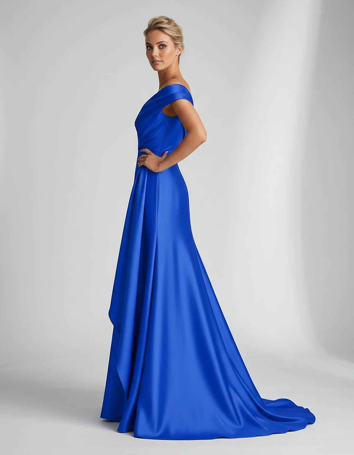 Teal,beige,green,pink,dusty Rose,dusty Blue,coral,blue,gold,lilac,black,plum,burgundy,red,fuchsia,brown Satin Mermaid V-Neck | SKU: VM-584920173641258-BLUE-L,VM-584920173641258-BLUE-M,VM-584920173641258-BLUE-S,VM-584920173641258-BLUE-XL,VM-584920173641258-BLUE-XS
