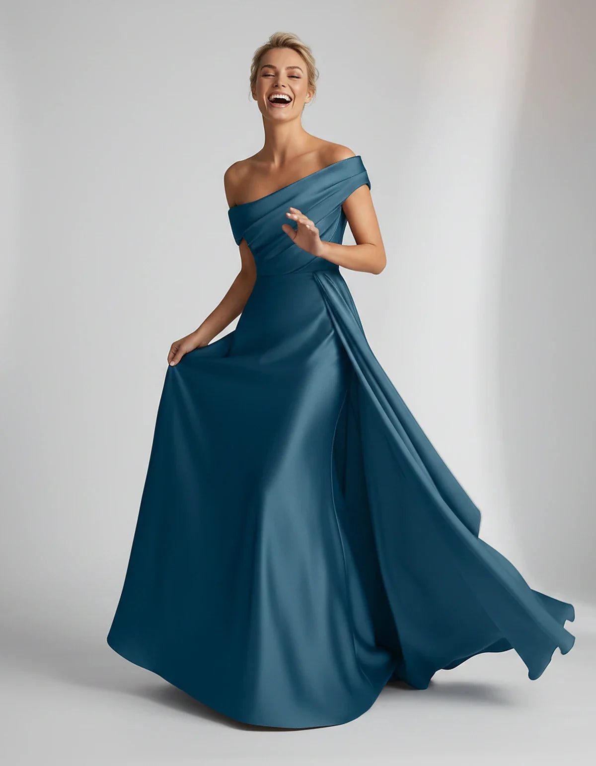 Teal,beige,green,pink,dusty Rose,dusty Blue,coral,blue,gold,lilac,black,plum,burgundy,red,fuchsia,brown Satin Mermaid V-Neck | SKU: VM-584920173641258-TEAL-L,VM-584920173641258-TEAL-M,VM-584920173641258-TEAL-S,VM-584920173641258-TEAL-XL,VM-584920173641258-TEAL-XS