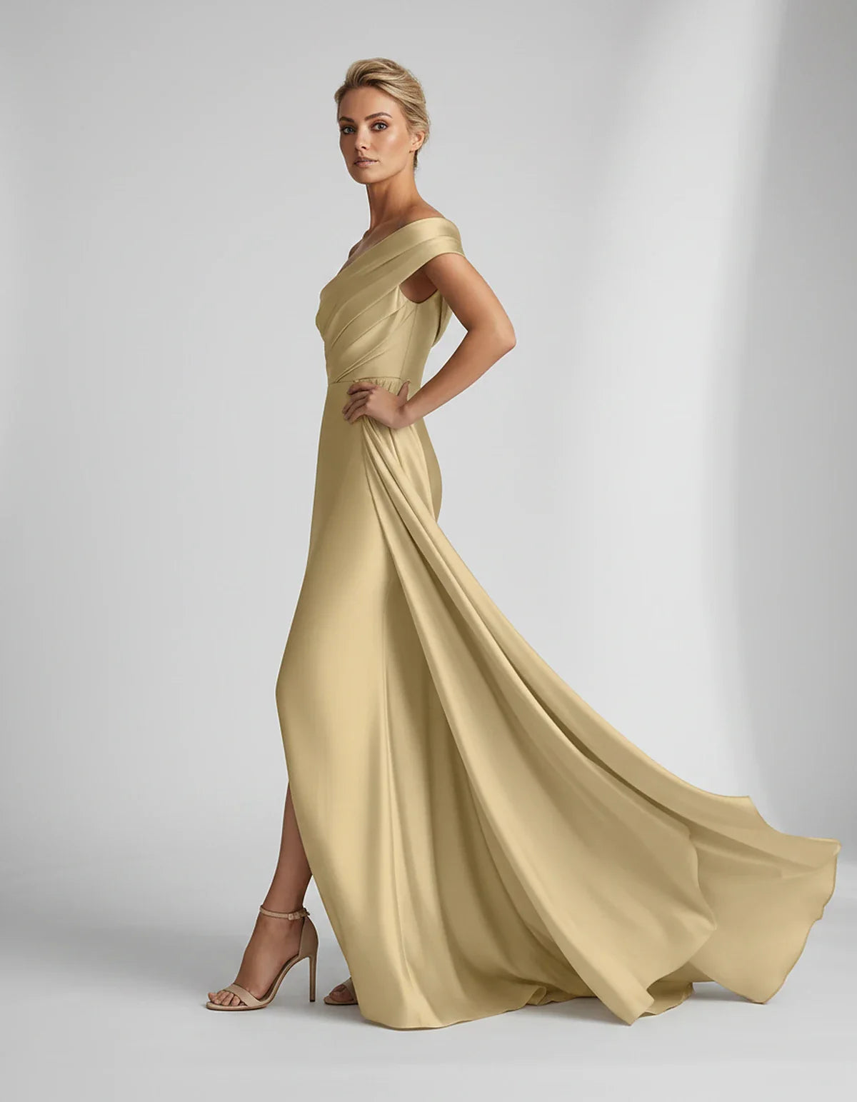 Teal,beige,green,pink,dusty Rose,dusty Blue,coral,blue,gold,lilac,black,plum,burgundy,red,fuchsia,brown Satin Mermaid V-Neck | SKU: VM-584920173641258-GOLD-L,VM-584920173641258-GOLD-M,VM-584920173641258-GOLD-S,VM-584920173641258-GOLD-XL,VM-584920173641258-GOLD-XS