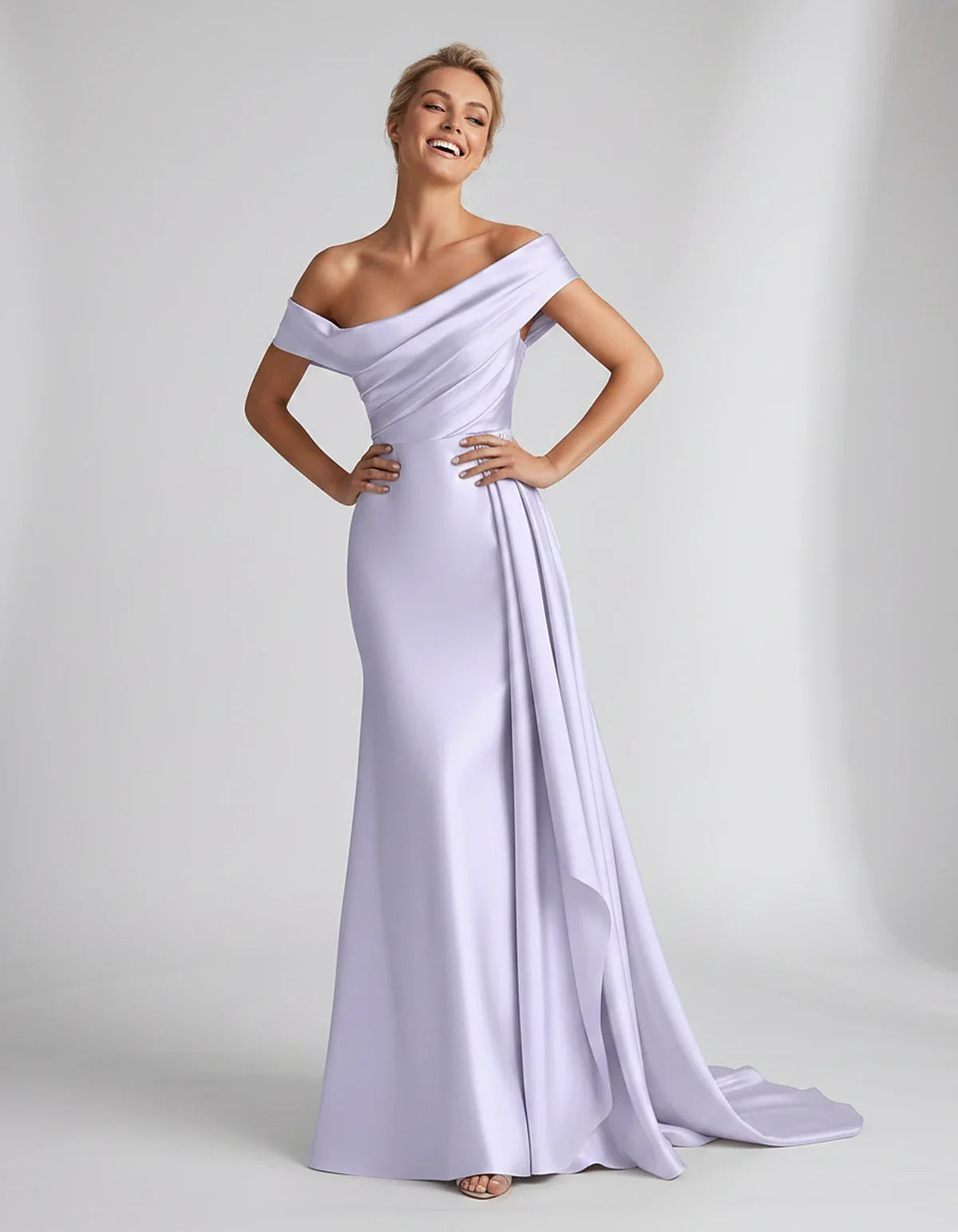 Teal,beige,green,pink,dusty Rose,dusty Blue,coral,blue,gold,lilac,black,plum,burgundy,red,fuchsia,brown Satin Mermaid V-Neck | SKU: VM-584920173641258-LILAC-L,VM-584920173641258-LILAC-M,VM-584920173641258-LILAC-S,VM-584920173641258-LILAC-XL,VM-584920173641258-LILAC-XS