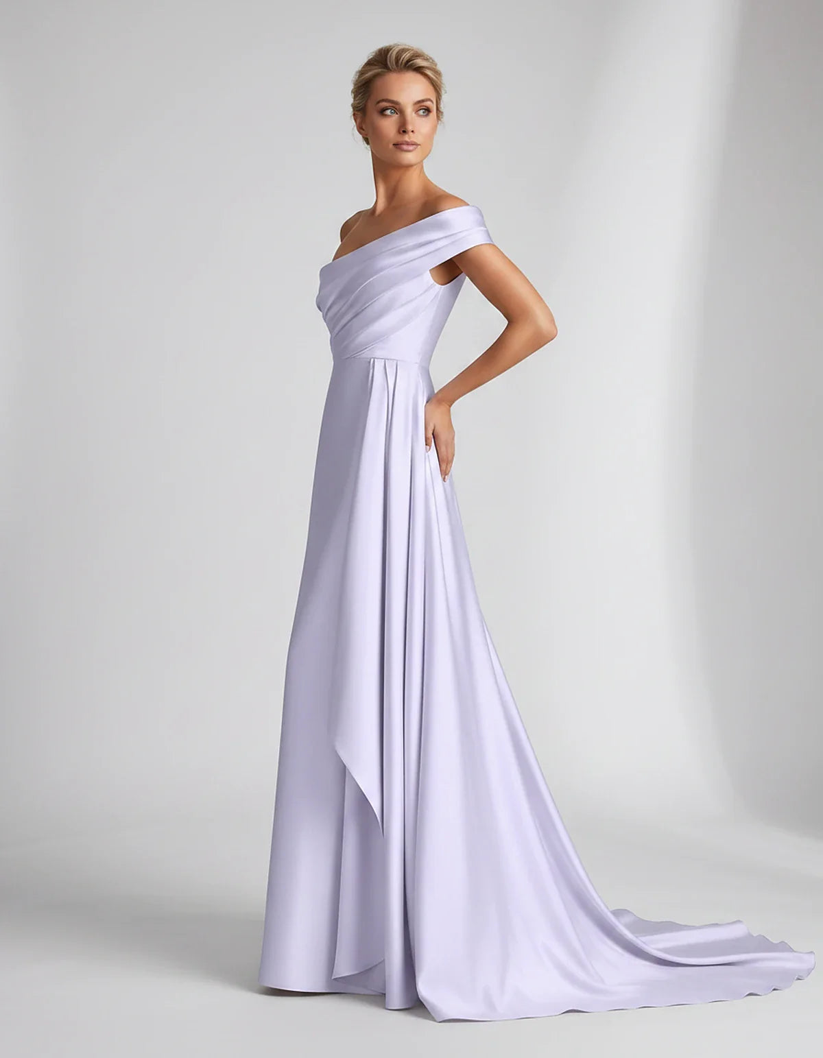 Teal,beige,green,pink,dusty Rose,dusty Blue,coral,blue,gold,lilac,black,plum,burgundy,red,fuchsia,brown Satin Mermaid V-Neck | SKU: VM-584920173641258-LILAC-L,VM-584920173641258-LILAC-M,VM-584920173641258-LILAC-S,VM-584920173641258-LILAC-XL,VM-584920173641258-LILAC-XS