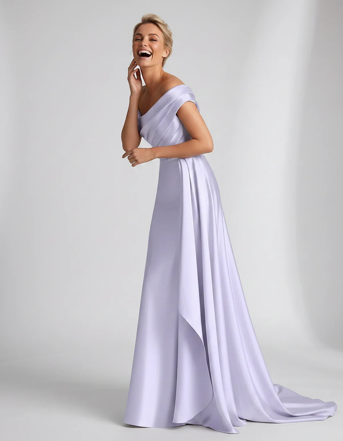 Teal,beige,green,pink,dusty Rose,dusty Blue,coral,blue,gold,lilac,black,plum,burgundy,red,fuchsia,brown Satin Mermaid V-Neck | SKU: VM-584920173641258-LILAC-L,VM-584920173641258-LILAC-M,VM-584920173641258-LILAC-S,VM-584920173641258-LILAC-XL,VM-584920173641258-LILAC-XS