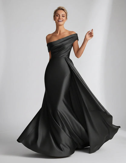 Teal,beige,green,pink,dusty Rose,dusty Blue,coral,blue,gold,lilac,black,plum,burgundy,red,fuchsia,brown Satin Mermaid V-Neck | SKU: VM-584920173641258-BLACK-L,VM-584920173641258-BLACK-M,VM-584920173641258-BLACK-S,VM-584920173641258-BLACK-XL,VM-584920173641258-BLACK-XS