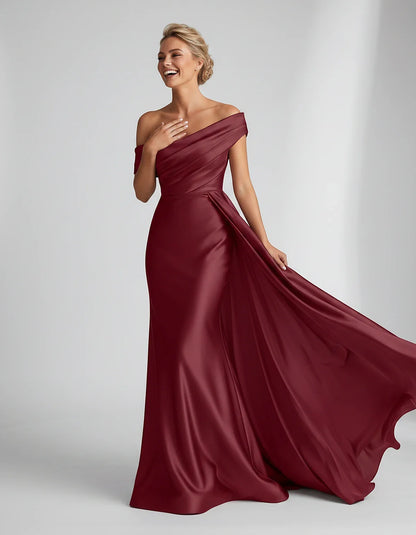 Teal,beige,green,pink,dusty Rose,dusty Blue,coral,blue,gold,lilac,black,plum,burgundy,red,fuchsia,brown Satin Mermaid V-Neck | SKU: VM-584920173641258-BURGUNDY-L,VM-584920173641258-BURGUNDY-M,VM-584920173641258-BURGUNDY-S,VM-584920173641258-BURGUNDY-XL,VM-584920173641258-BURGUNDY-XS