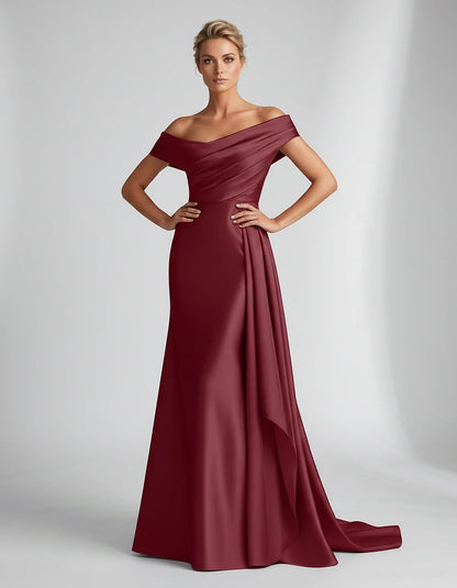 Teal,beige,green,pink,dusty Rose,dusty Blue,coral,blue,gold,lilac,black,plum,burgundy,red,fuchsia,brown Satin Mermaid V-Neck | SKU: VM-584920173641258-BURGUNDY-L,VM-584920173641258-BURGUNDY-M,VM-584920173641258-BURGUNDY-S,VM-584920173641258-BURGUNDY-XL,VM-584920173641258-BURGUNDY-XS