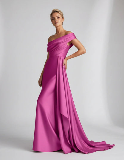 Teal,beige,green,pink,dusty Rose,dusty Blue,coral,blue,gold,lilac,black,plum,burgundy,red,fuchsia,brown Satin Mermaid V-Neck | SKU: VM-584920173641258-FUCHSIA-L,VM-584920173641258-FUCHSIA-M,VM-584920173641258-FUCHSIA-S,VM-584920173641258-FUCHSIA-XL,VM-584920173641258-FUCHSIA-XS