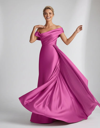 Teal,beige,green,pink,dusty Rose,dusty Blue,coral,blue,gold,lilac,black,plum,burgundy,red,fuchsia,brown Satin Mermaid V-Neck | SKU: VM-584920173641258-FUCHSIA-L,VM-584920173641258-FUCHSIA-M,VM-584920173641258-FUCHSIA-S,VM-584920173641258-FUCHSIA-XL,VM-584920173641258-FUCHSIA-XS