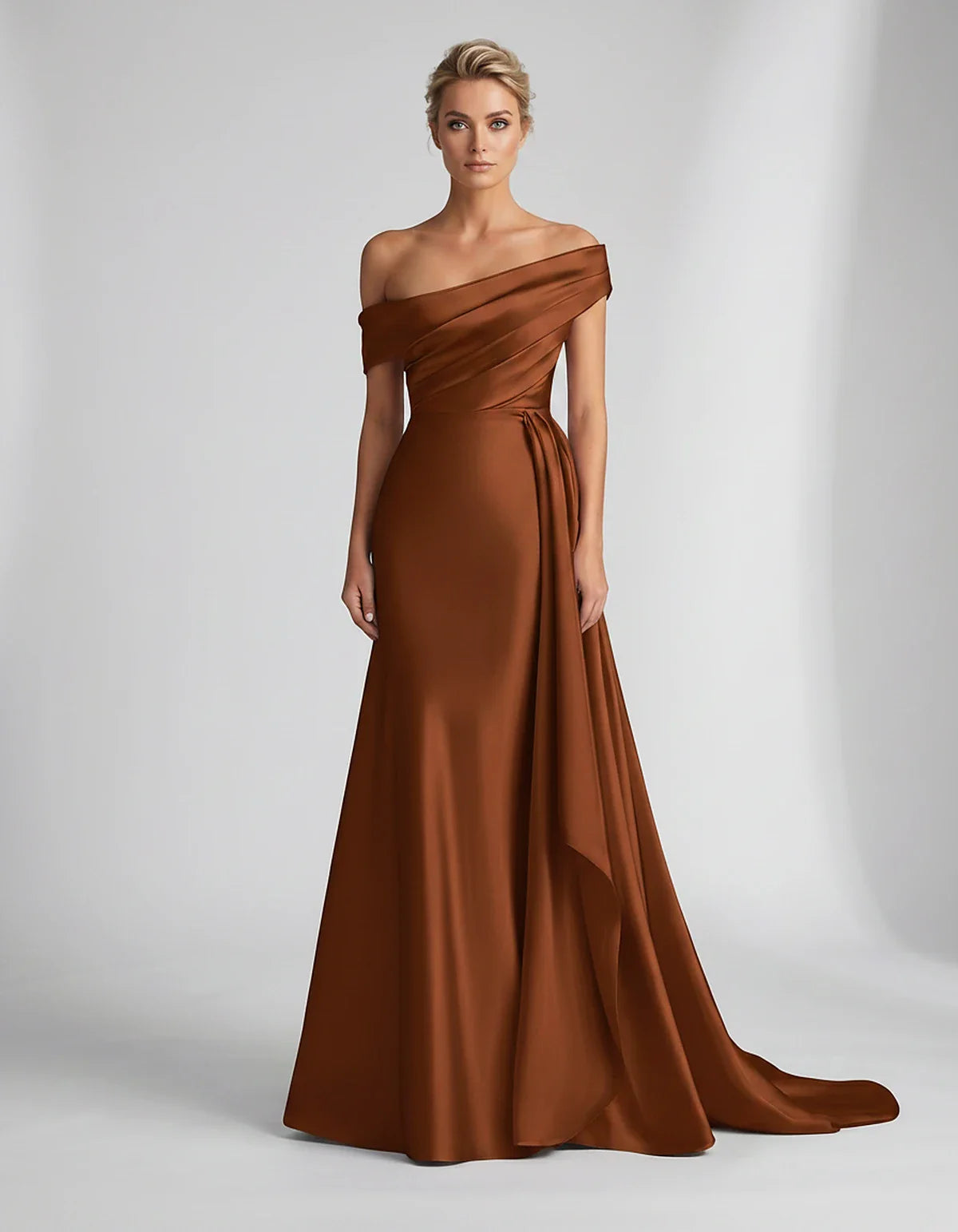 Teal,beige,green,pink,dusty Rose,dusty Blue,coral,blue,gold,lilac,black,plum,burgundy,red,fuchsia,brown Satin Mermaid V-Neck 