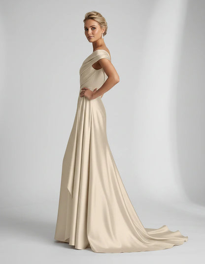 Teal,beige,green,pink,dusty Rose,dusty Blue,coral,blue,gold,lilac,black,plum,burgundy,red,fuchsia,brown Satin Mermaid V-Neck | SKU: VM-584920173641258-BEIGE-L,VM-584920173641258-BEIGE-M,VM-584920173641258-BEIGE-S,VM-584920173641258-BEIGE-XL,VM-584920173641258-BEIGE-XS