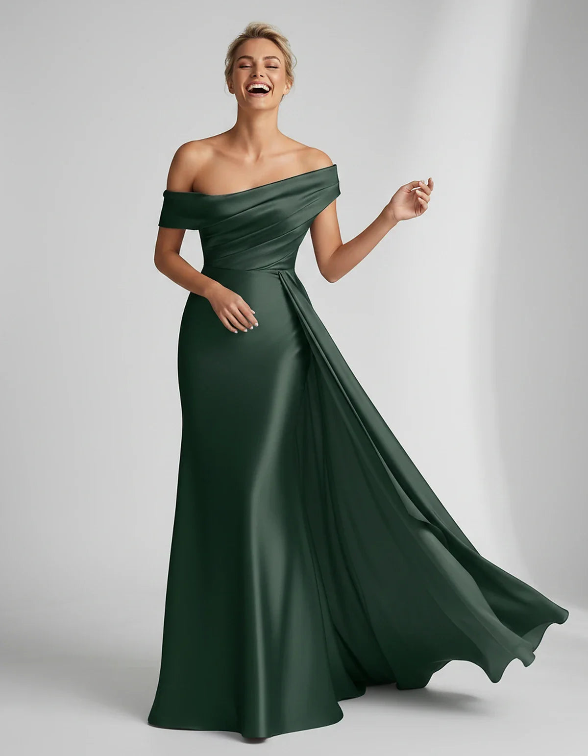 Teal,beige,green,pink,dusty Rose,dusty Blue,coral,blue,gold,lilac,black,plum,burgundy,red,fuchsia,brown Satin Mermaid V-Neck | SKU: VM-584920173641258-GREEN-L,VM-584920173641258-GREEN-M,VM-584920173641258-GREEN-S,VM-584920173641258-GREEN-XL,VM-584920173641258-GREEN-XS