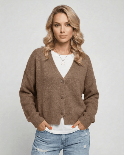 Brown Cardigan, front view | Ramblion | SKU: CC-672918345-brown-L-6831,CC-672918345-brown-M-8263,CC-672918345-brown-S-4200,CC-672918345-brown-XL-5757,CC-672918345-brown-XS-3738