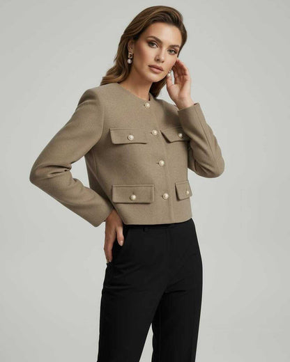 Figi Jacket by RAMBLION, elegant structured design in beige, perfect for any occasion with a modern silhouette.