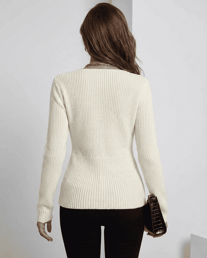 Sequin Pullover by RAMBLION, white ribbed texture, perfect for any occasion, elegant and comfortable fit.