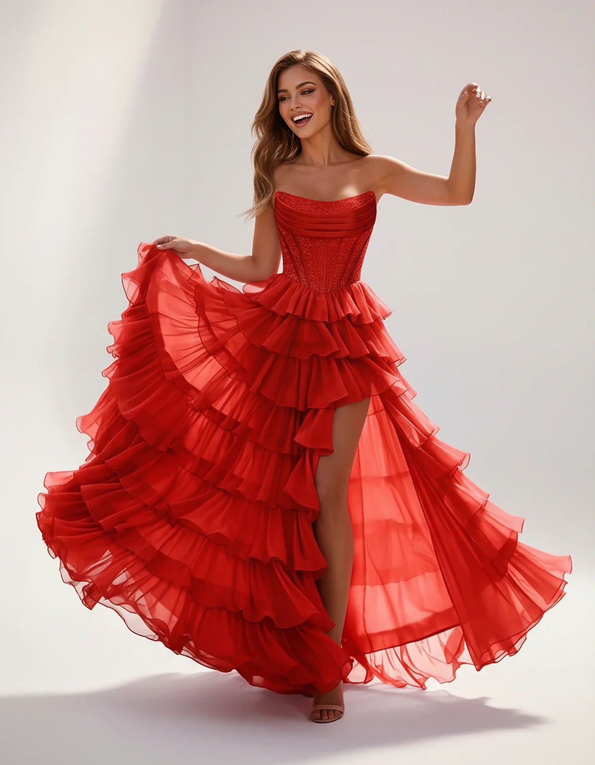 Black,sky Blue,light Blue,blue,yellow,lilac,navy,burgundy,wine,pink,red,white,coral,brown,orange,purple Satin Mermaid V-Neck | SKU: CMD-583920174628451-RED-L,CMD-583920174628451-RED-M,CMD-583920174628451-RED-S,CMD-583920174628451-RED-XL,CMD-583920174628451-RED-XS