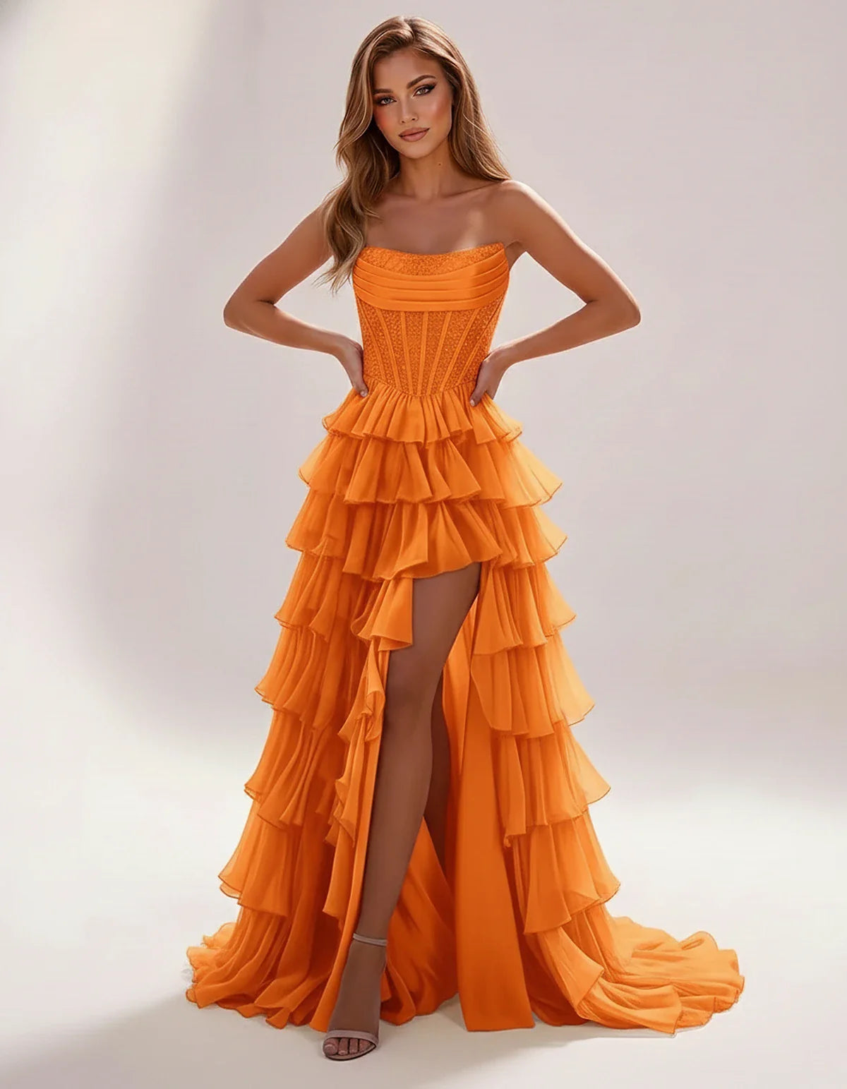 Black,sky Blue,light Blue,blue,yellow,lilac,navy,burgundy,wine,pink,red,white,coral,brown,orange,purple Satin Mermaid V-Neck | SKU: CMD-583920174628451-ORANGE-L,CMD-583920174628451-ORANGE-M,CMD-583920174628451-ORANGE-S,CMD-583920174628451-ORANGE-XL,CMD-583920174628451-ORANGE-XS
